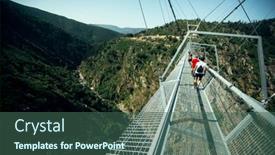  Presentation with suspension bridge - Presentation theme featuring arouca-portugal-june-15-2021 background and a ocean colored foreground
