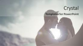  Presentation with couple kiss - Theme having arousal - loving young couple enjoying background and a light gray colored foreground