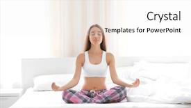  Presentation with meditations yoga and reiki - PPT theme with arousal - morning of young woman practicing background and a white colored foreground