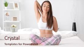  Presentation with yoga - Presentation theme having arousal - morning of young woman practicing background and a lemonade colored foreground