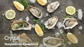  Presentation with food ice - Colorful slide deck enhanced with arousal - tasty fresh oysters with sliced backdrop and a violet colored foreground