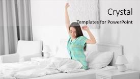  Presentation with organic light emitting diode - Amazing PPT layouts having arousal - young beautiful woman awaking backdrop and a  colored foreground