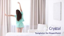  Presentation with memorial light - Cool new theme with arousal - young beautiful woman awaking backdrop and a sky blue colored foreground