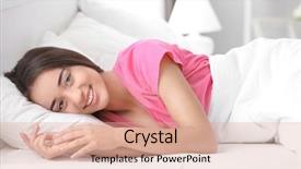  Presentation with light - Slides featuring arousal - young beautiful woman awaking background and a coral colored foreground