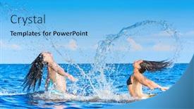  Presentation with monsters - Cool new presentation design with aroused monsters from the sea backdrop and a light blue colored foreground