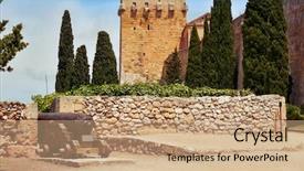  Presentation with ancient roman education - Cool new slides with arqueology - view of the archbishops tower backdrop and a  colored foreground