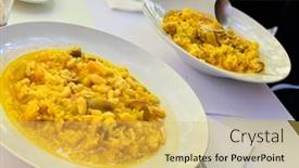  Presentation with fresh meat - Presentation design with arr-s-amb-fesols background and a yellow colored foreground