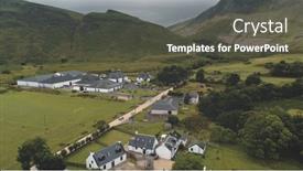  Presentation with cinematic - Audience pleasing slide set consisting of arran-whiskey-distillery-aerial-road backdrop and a dark gray colored foreground