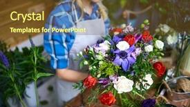  Presentation with hand holding flowers - Presentation design with arranged - florist holding fresh flowers background and a tawny brown colored foreground