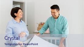  Presentation with happy baby - Slide deck having arranged - pregnancy family and nursery concept background and a lemonade colored foreground