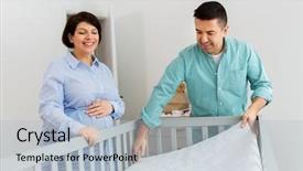  Presentation with mattress - Audience pleasing slide deck consisting of arranged - pregnancy family and nursery concept backdrop and a light blue colored foreground
