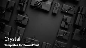  Presentation with christmas black - PPT theme having arranged-gifts-boxes-wrapped background and a dark gray colored foreground