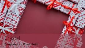  Presentation with gifts - PPT layouts having arranged-gifts-boxes-wrapped background and a tawny brown colored foreground