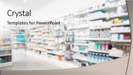  Presentation with pharmacy - Presentation design featuring arranged in shelves at pharmacy background and a white colored foreground
