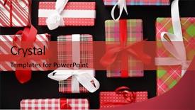 Presentation with christmas presents - Audience pleasing presentation consisting of arranged on the black bacground backdrop and a red colored foreground