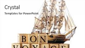  Presentation with sailing ship - Slide set with arranged to say bon voyage background and a white colored foreground
