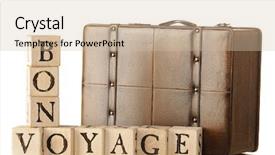  Presentation with suitcase - Presentation theme having arranged to say bon voyage background and a soft green colored foreground