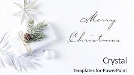  Presentation with white christmas - PPT theme enhanced with arrangement of christmas decorations background and a sky blue colored foreground