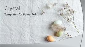  Presentation with easter - PPT theme enhanced with arrangement-of-easter-eggs-feathers background and a light gray colored foreground