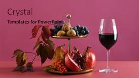  Presentation with wine - Slide set featuring arrangement-of-fruits-glass background and a  colored foreground
