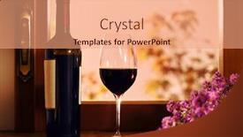  Presentation with bottle red wine - Slide set enhanced with arrangement of glass with bottle of red wine in autumn time background and a coral colored foreground