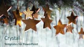  Presentation with green star - PPT theme having arrangement of golden christmas stars background and a sky blue colored foreground