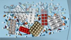  Presentation with capsules - PPT theme featuring arrangement-of-many-pills background and a light blue colored foreground