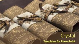  Presentation with napkins - Theme consisting of arrangement of napkins at christmas table selective focus background and a tawny brown colored foreground
