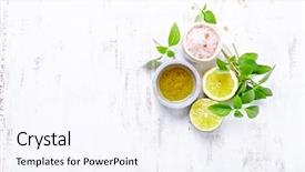  Presentation with lemon lime - Slides with background top view copy space background and a sky blue colored foreground