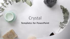  Presentation with skin care - PPT theme consisting of arrangement-of-skin-care-products background and a light gray colored foreground