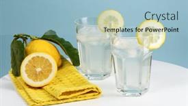  Presentation with lemons - Colorful presentation enhanced with arrangement-of-two-glasses backdrop and a light blue colored foreground