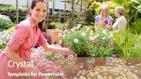  Presentation with flower pots - Colorful slide deck enhanced with arranging flower pots in garden backdrop and a coral colored foreground