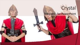  Presentation with gladiator - Presentation theme featuring arrasment - gladiator holding sword isolated background and a lemonade colored foreground