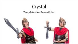  Presentation with gladiator - PPT theme with arrasment - gladiator holding sword isolated background and a white colored foreground