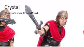  Presentation with gladiator - Presentation theme enhanced with arrasment - gladiator holding sword isolated background and a pink colored foreground