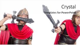  Presentation with gladiator - Theme consisting of arrasment - gladiator holding sword isolated background and a white colored foreground