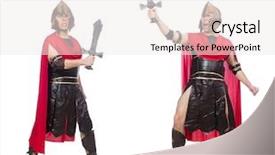  Presentation with gladiator - PPT theme with arrasment - gladiator holding sword isolated background and a white colored foreground