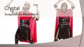  Presentation with gladiator - Cool new PPT theme with arrasment - gladiator with ax isolated backdrop and a  colored foreground