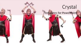  Presentation with gladiator - Presentation design having arrasment - gladiator with ax isolated background and a coral colored foreground