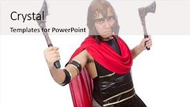  Presentation with gladiator - Amazing PPT theme having arrasment - gladiator with ax isolated backdrop and a light gray colored foreground
