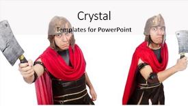  Presentation with gladiator - Slides consisting of arrasment - gladiator with cleaver isolated background and a light gray colored foreground