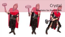  Presentation with gladiator - Presentation theme consisting of arrasment - gladiator with hammer isolated background and a coral colored foreground