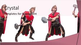  Presentation with gladiator - PPT layouts featuring arrasment - gladiator with hammer isolated background and a coral colored foreground