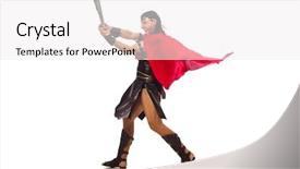  Presentation with gladiator - Presentation with arrasment - gladiator with sword isolated background and a  colored foreground