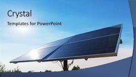  Presentation with solar panels - PPT theme consisting of array - blue solar panels background and a light blue colored foreground