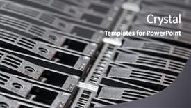  Presentation with data center - Cool new slide deck with array - close-up of hard drives backdrop and a gray colored foreground