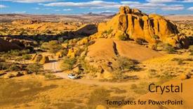  Presentation with africa tourism - Amazing slides having array - rocks in the spitskoppe desert backdrop and a gold colored foreground