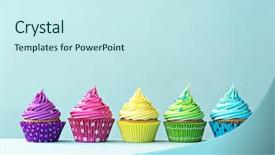  Presentation with array - Colorful slide deck enhanced with array - row of colorful cupcakes backdrop and a cool aqua colored foreground