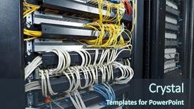  Presentation with cables - Presentation theme having array - technology equipment with optical fibre background and a tawny brown colored foreground