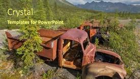  Presentation with summer time - PPT theme enhanced with array-of-abandoned-rusty-post background and a tawny brown colored foreground